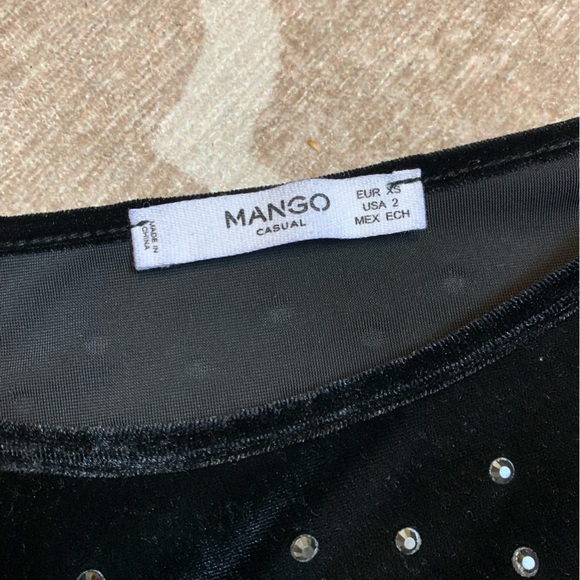 MANGO Embellished Studded Black Velvet Top - Picture 7 of 7